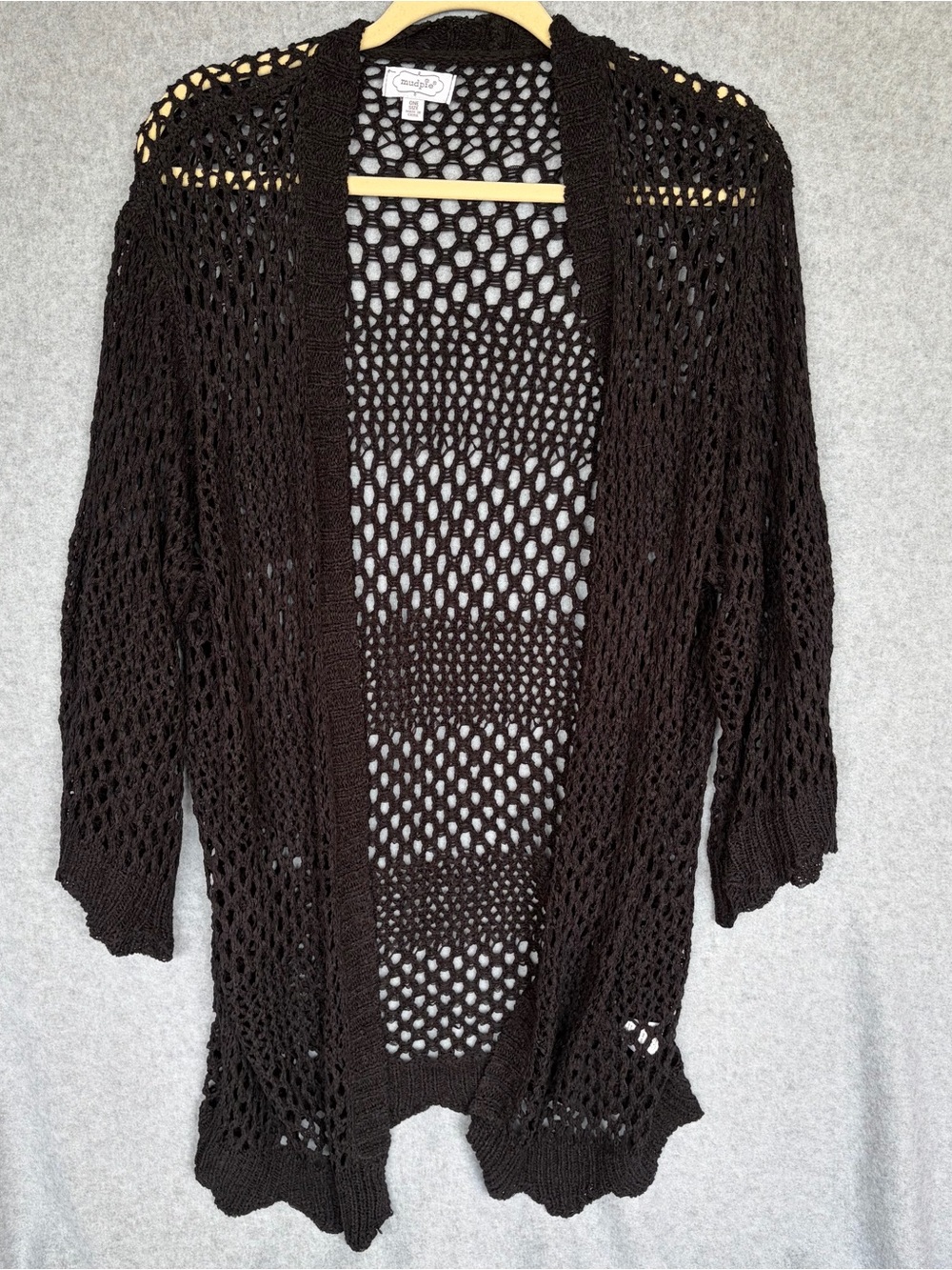 Whimsygoth Fishnet Open Knit Black Cardigan Sweater